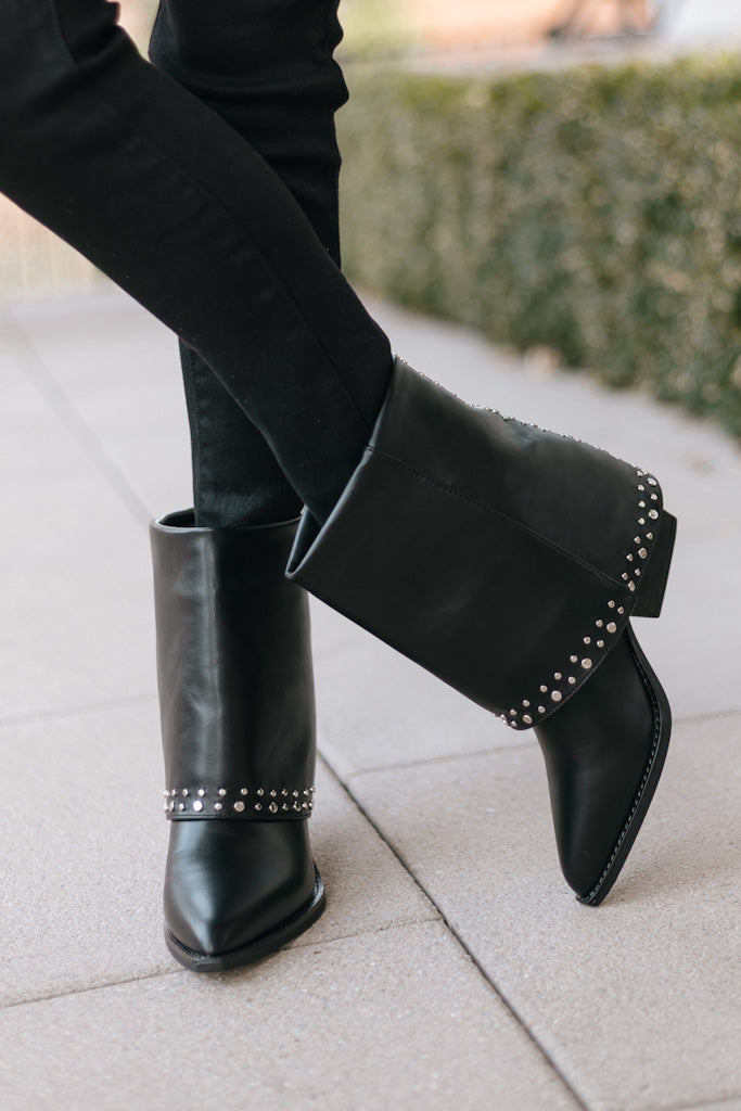 Studded Fold Over Cuff Boots