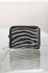 Wave Rhinestone Square Zip Around Wallet