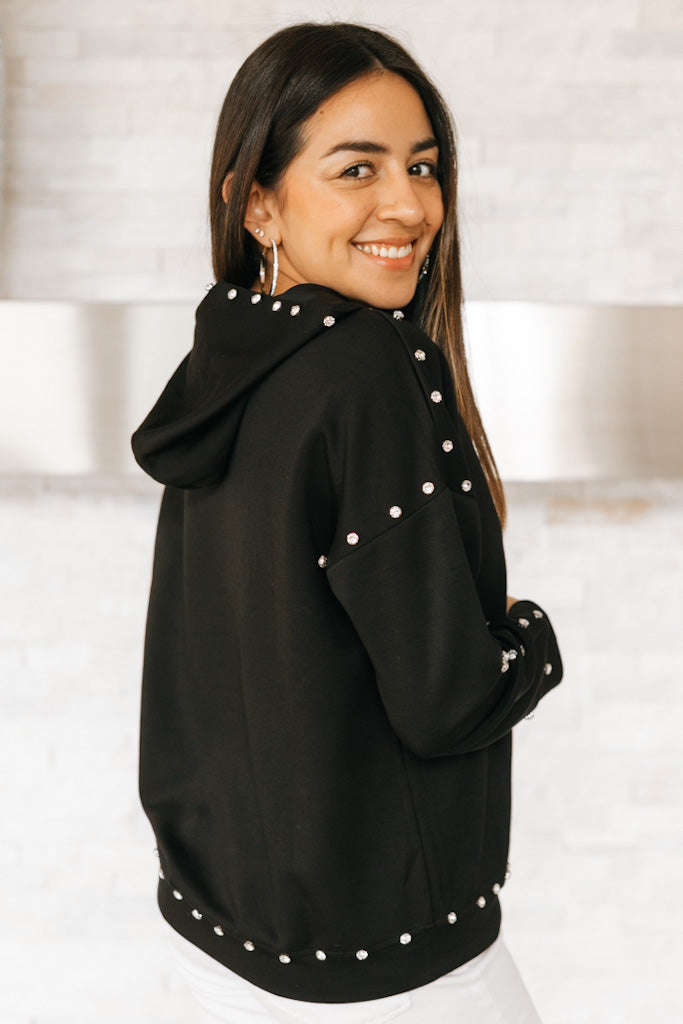 Large Rhinestone Embellished Hoodie