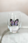 Butterfly Jeweled Stemless Wine Glass