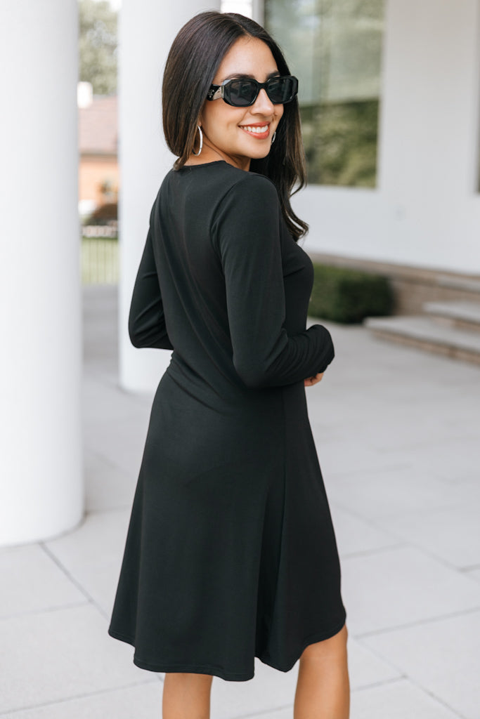 Front Zipper Long Sleeve Dress