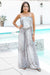 Shimmer Snakeskin Strapless Jumpsuit with Belt