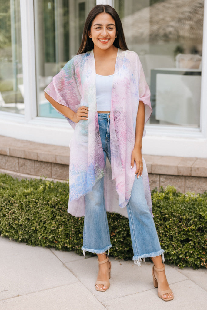 Cross Hatch Pattern Kimono