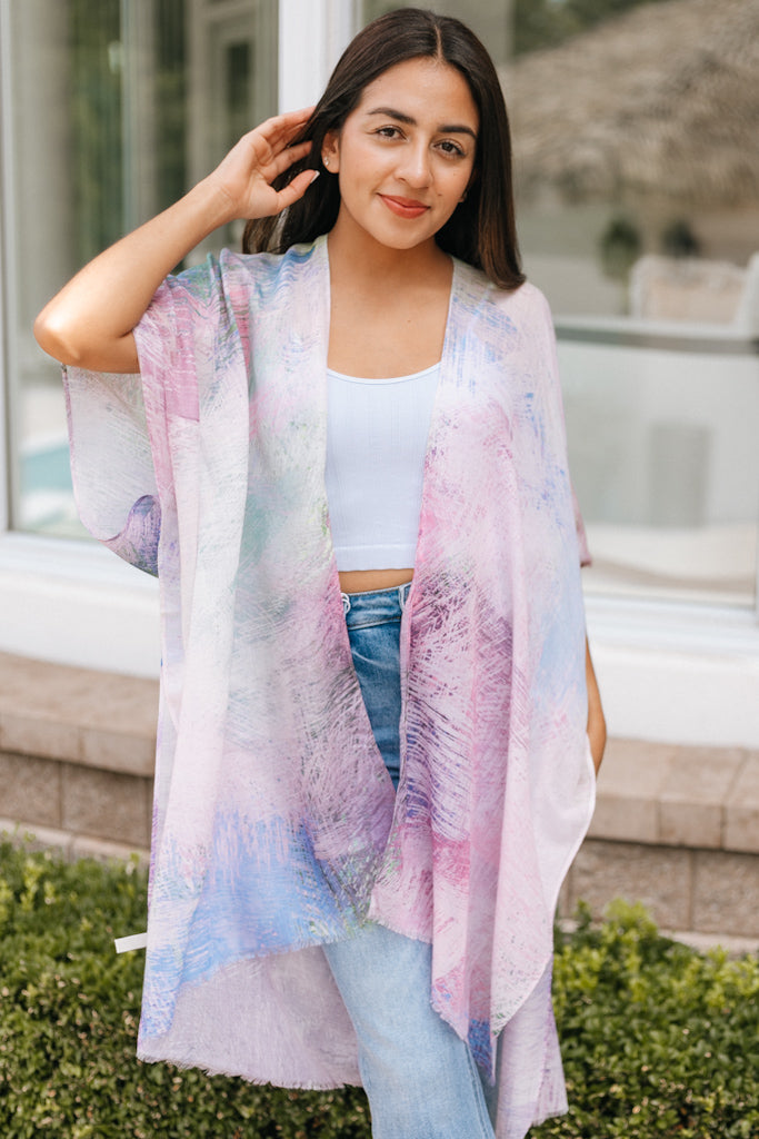 Cross Hatch Pattern Kimono