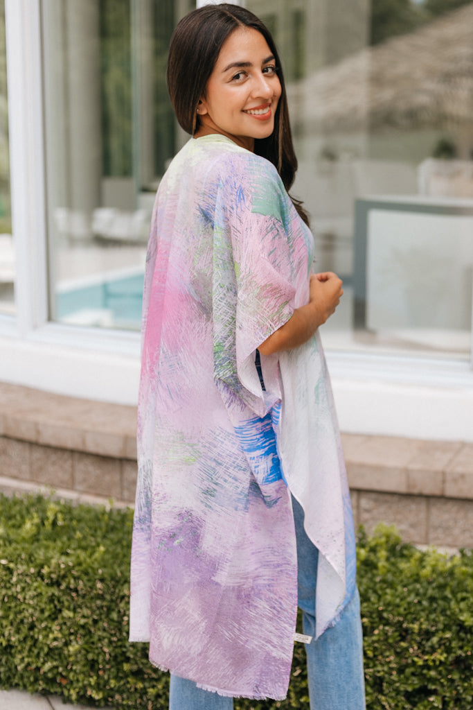 Cross Hatch Pattern Kimono