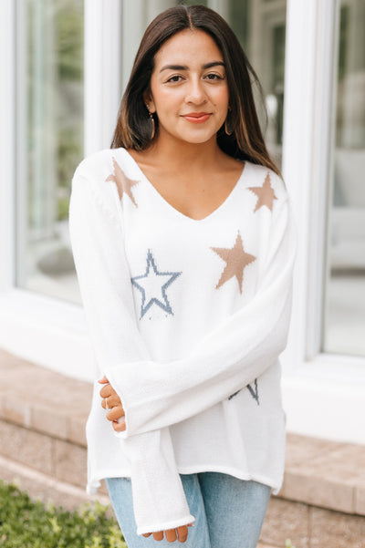 Scattered Star V-Neck Sweater