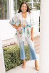 Tropical Silk-Blend Tassel Kimono