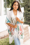 Tropical Silk-Blend Tassel Kimono