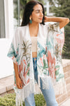 Tropical Silk-Blend Tassel Kimono