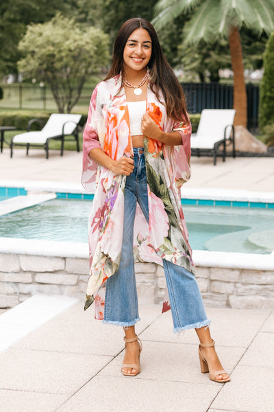 Rose Print Kimono