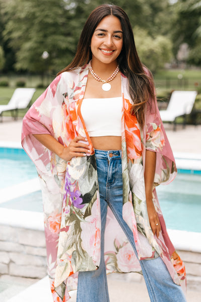 Rose Print Kimono