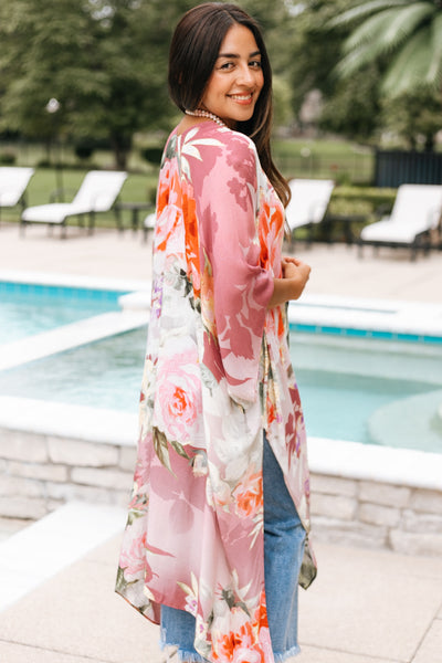 Rose Print Kimono