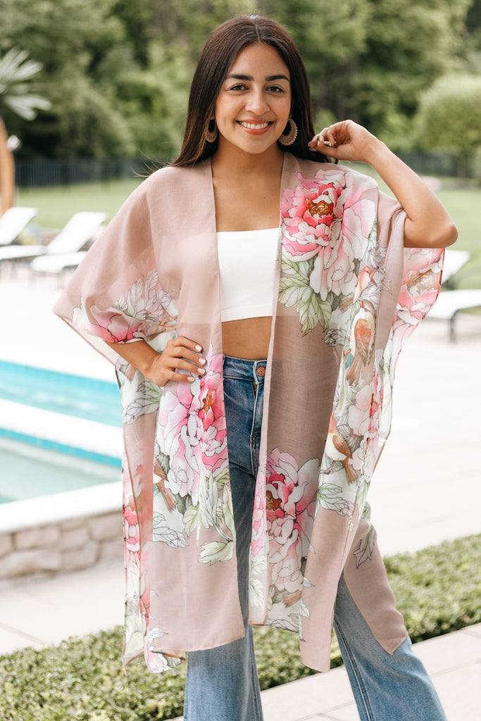 Peony &amp; Bird Kimono (SALE)