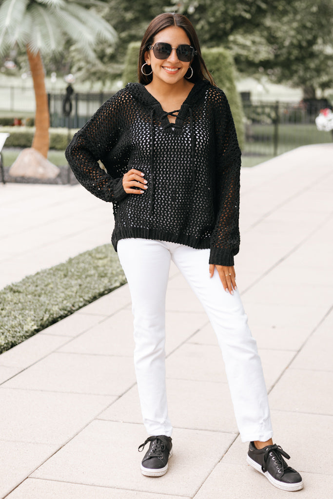 Lace Up Cable Knit Sweater