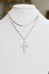 Two Piece Chain Rhinestone Thick Cross Necklace