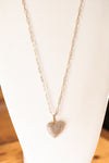 Long Open Link Chain Rhinestone Heart Necklace