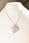 Open Heart Trim Pave Heart Middle Necklace