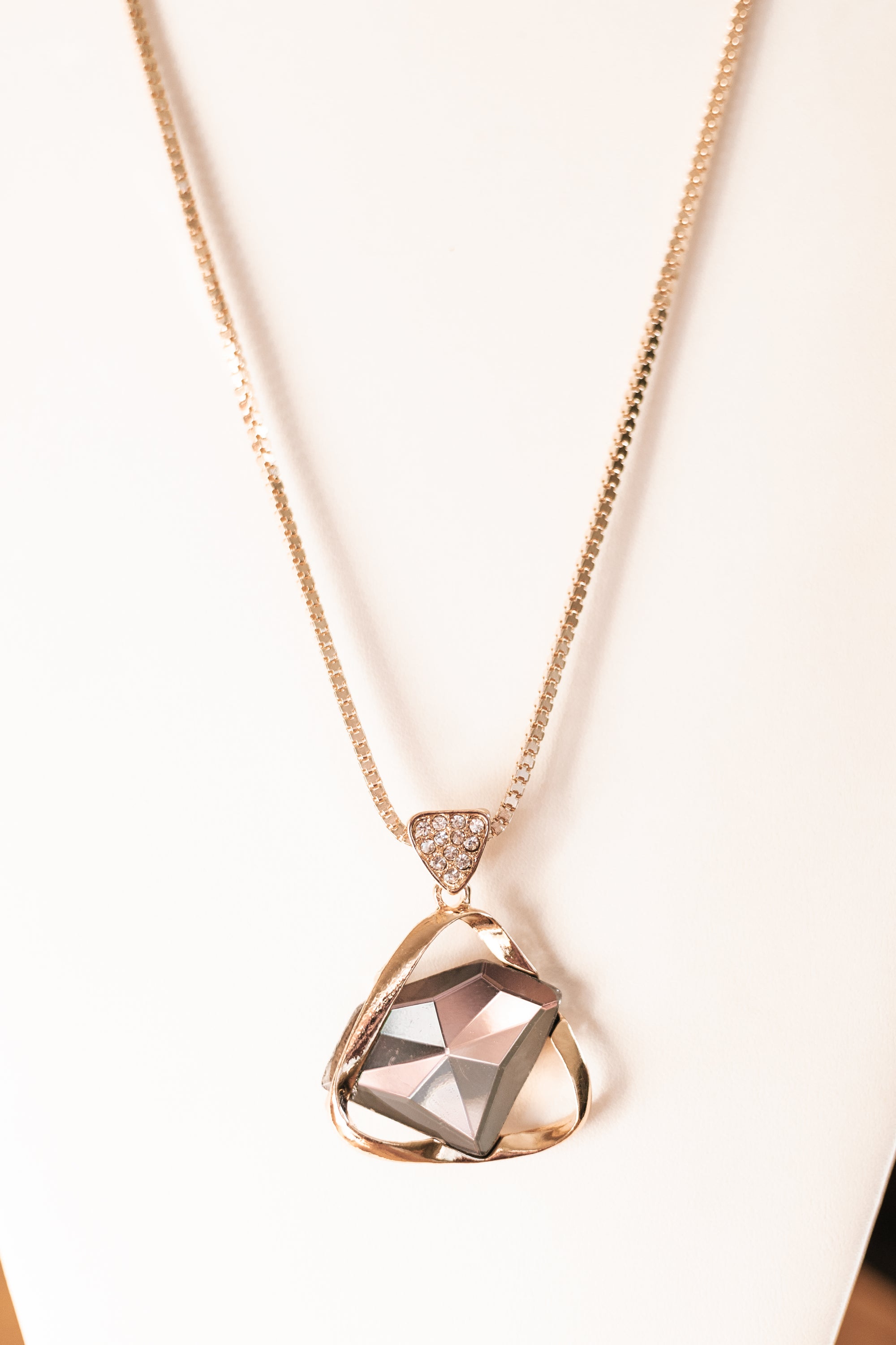 Caged Diamond Long Necklace