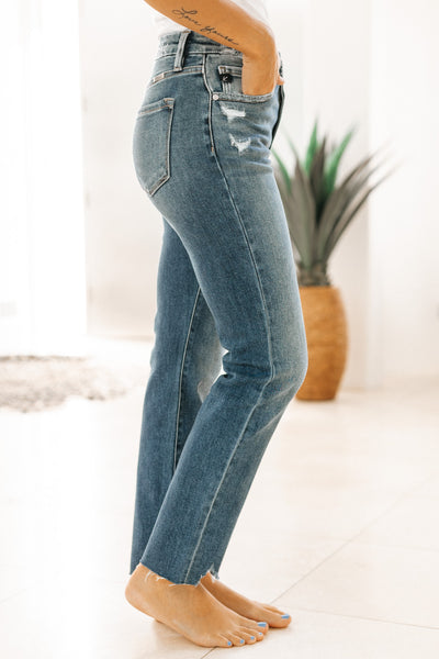 High Rise Slim Straight Leg Jean