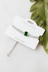 Baguette & Thin Stone Row Emerald Stone Middle Bracelet