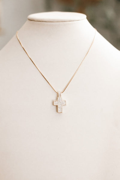 Vintage Spiritual Rhinestone Cross Pendant Necklace Snake Chain Religious,  Milgrain Designs - Past Enchantment