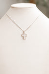Boxy Rhinestone Cross Necklace
