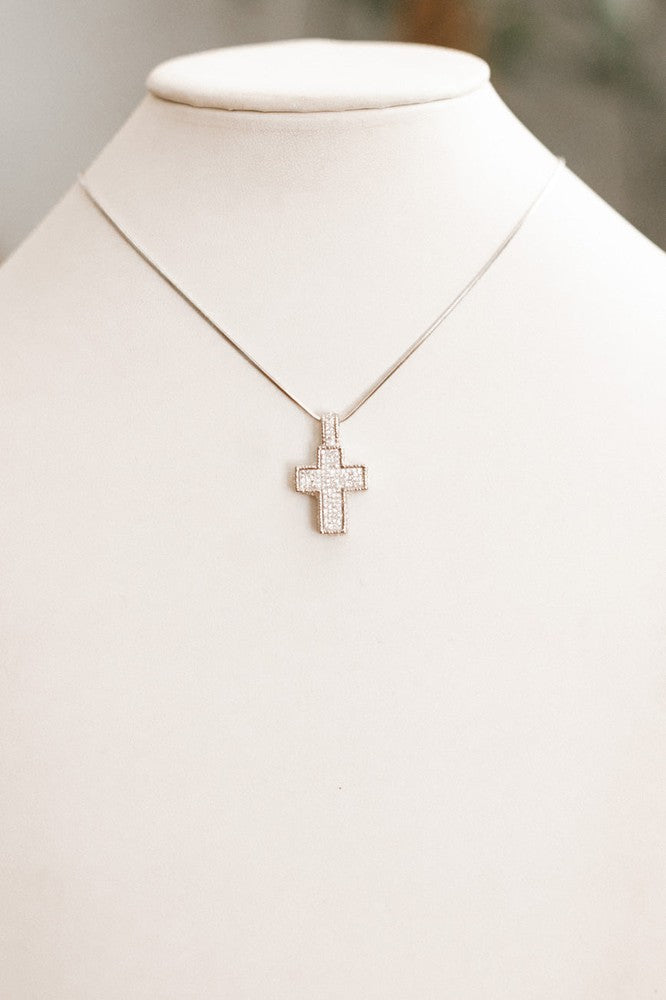 Rhinestone cross charm necklace – Morties Boutique