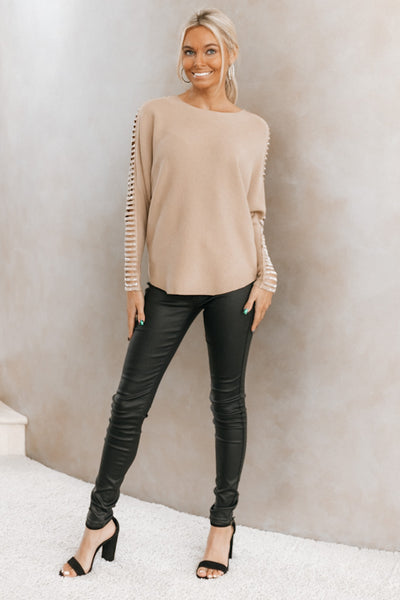 Cut Out Rhinestone Dolman Sleeve Top