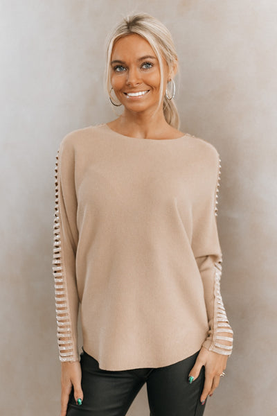 Cut Out Rhinestone Dolman Sleeve Top