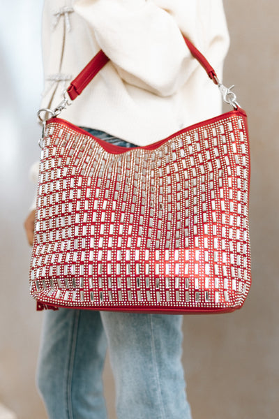 Large Square All Over Rhinestone Purse