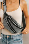 Chevron Strap Rhinestone Sling Bag