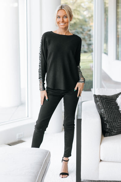 Cut Out Rhinestone Dolman Sleeve Top