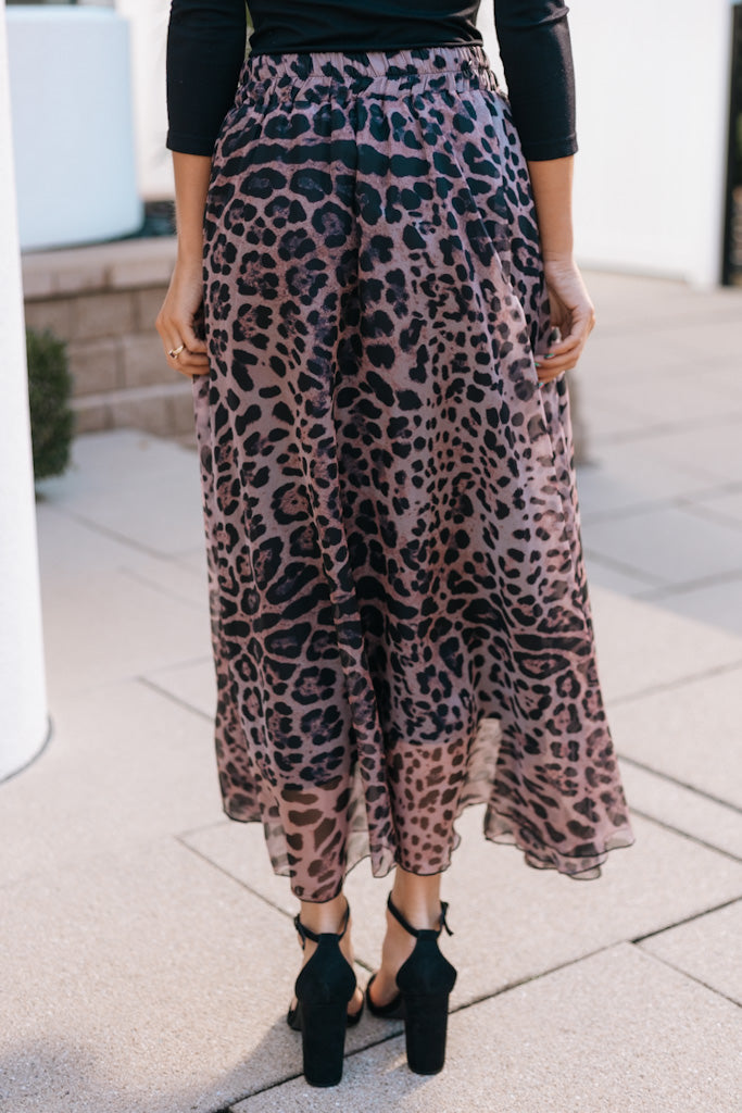 Leopard Chiffon Maxi Skirt