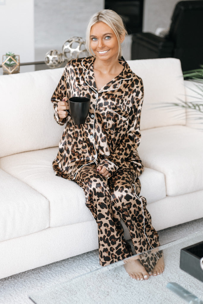 Leopard Silky Pajama Set