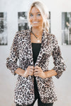 Ruched Sleeve Cheetah Print  Italian Blazer