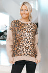 Front Sequin Leopard Sweater