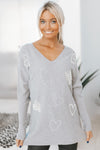 Rhinestone & Pearl Heart Sweater