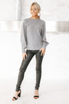 Sequin Stripe Crew Neck Dolman Sweater