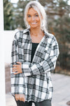 Rhinestone Trim Plaid Shacket