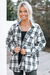 Rhinestone Trim Plaid Shacket