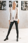 Faux Fur Trim Leopard Sequin Vest