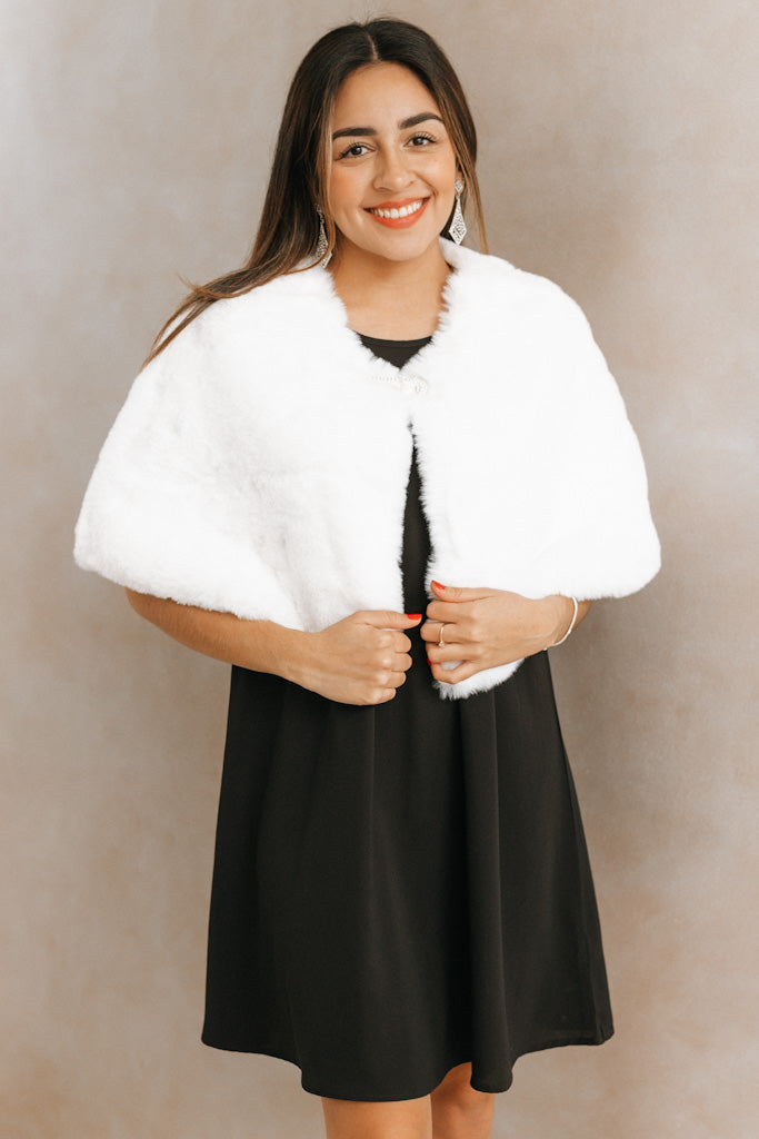 All Fur With Rhinestone Buckle Cape