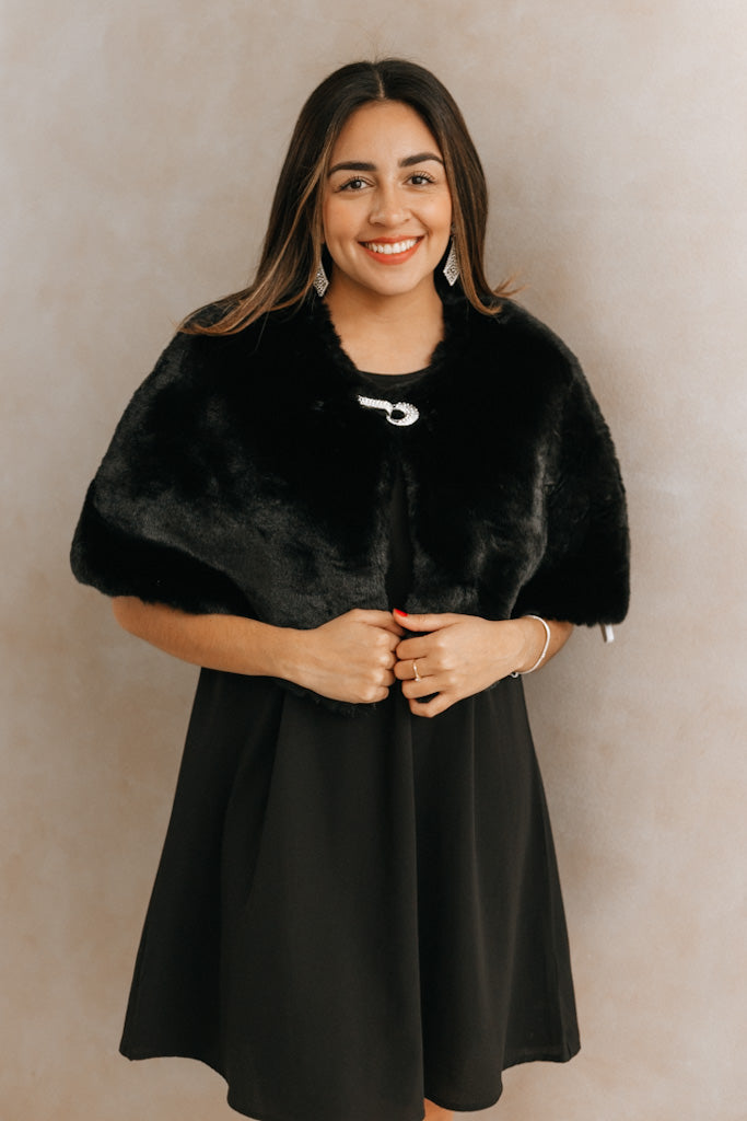 All Fur With Rhinestone Buckle Cape