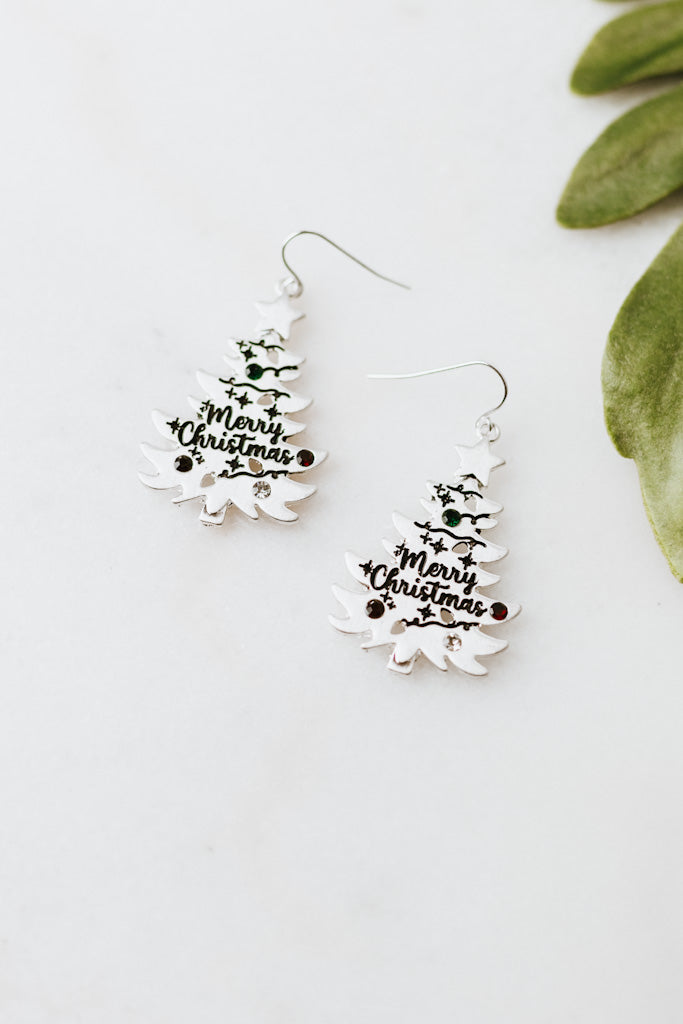 Jeweled Christmas Tree Earrings