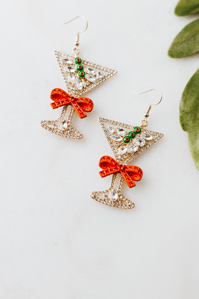 Cocktail Christmas Dangle Earrings