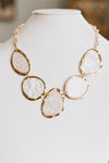 Distorted Glitter Oval Shape Necklace Set