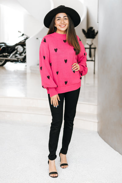 Dainty All Over Heart Knitted Sweater