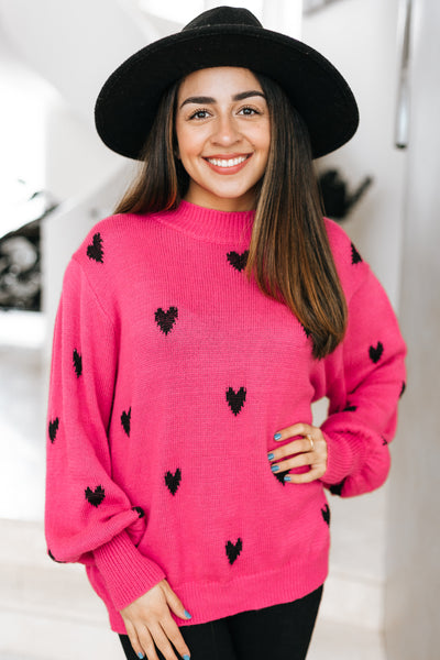 Dainty All Over Heart Knitted Sweater