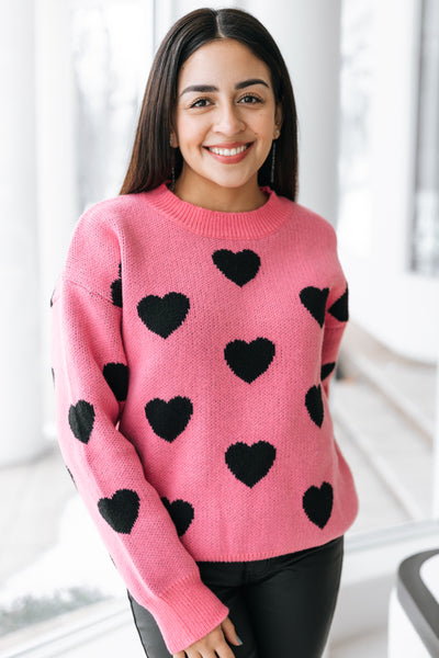 All Over Heart Knitted Sweater