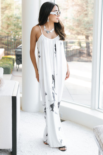 Abstract Wide Leg Cami Jumpsuit